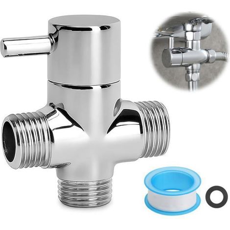 Vanne De Derivation - Vanne 3 Voies En Laiton Chromé - Pour Douchette WC Et Salle De Bain - 1 Pièce (1/4)