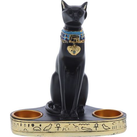 Statue de Chat Vintage en Résine Figurine Chandelier Bougeoir Décoration de Bureau Maison Mariage Cadeau (1/5)