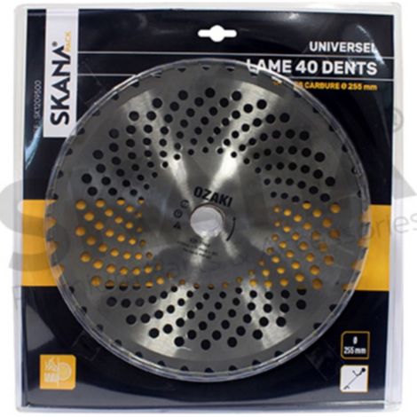 Lame En Acier 40 Dents à Pointes Carbure ø : 255 Mm. En Forme De Bol Avec Effet De Sol Pour évacuation Des Débris, évite Le Bloq
