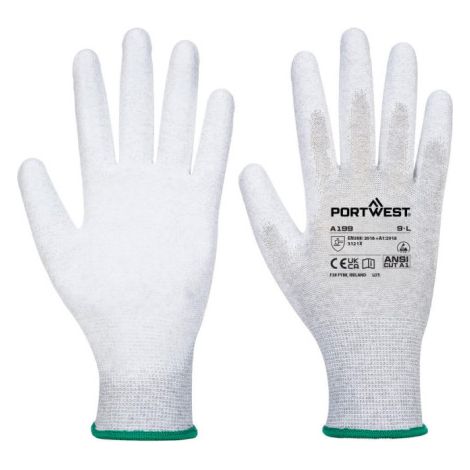 Paquete múltiple esencial de palma de PU ESD 13 (Pack 12) PORTWEST AB199 S Gris (1/2)