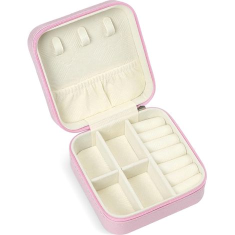 Reise-Schmuckkästchen, Mini-Reise-Schmuckkästchen, Schmuck-Organizer, kleine, tragbare Schmuckaufbewahrungsboxen – Das perfekte Geschenk für Frauen und Mädchen, rosa