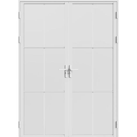 Blocco porta reversibile a due ante 2 x H204 x L73 cm in alluminio e vetro satinato Bianco - SEROTO (1/4)