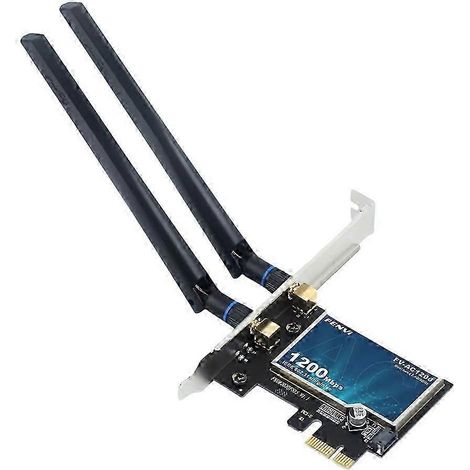 Carte réseau WiFi5 AC1200 PCIe avec Bluetooth 4.0, 1200 Mbps, double bande 2,4 GHz/5 GHz (fo fdq) (1/5)