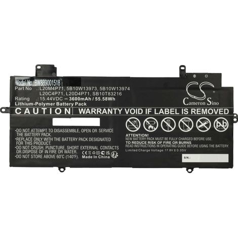 vhbw Akku Ersatz für Lenovo 5B10W13974, 5B10W13973, L20C4P71, 5B10W13975, L20L4P71, L20D4P71, L20M4P71 für Notebook (3600 mAh, 15,44 V, Li-Polymer) (1/5)