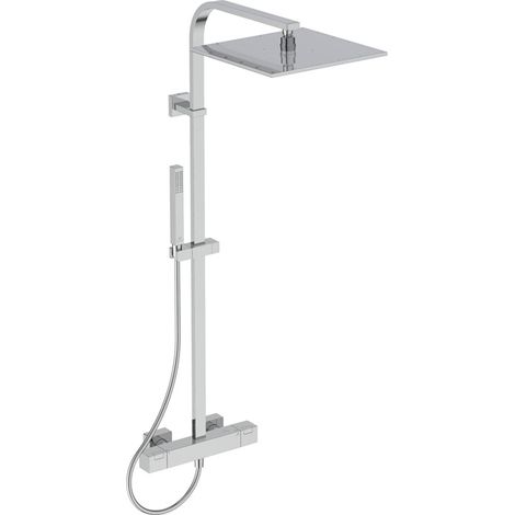 Ideal Standard Sistema doccia Ceratherm C100 Square Soffione 300x300mm c.doccetta Stick Cromo, A7542AA
