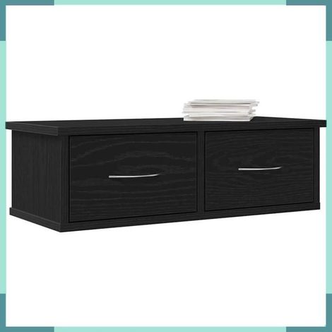 Meuble mural - 862435 - Chêne noir - 60 x 26 x 18,5 cm - Avec tiroir, grand espace de stockage (1/5)