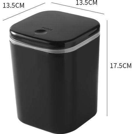 Poubelle de bureau Ready Supply en PP avec couvercle, seau de rangement pour bureau, chambre ou dortoir, petit seau à ordures (noir, 1 pièce) (1/5)