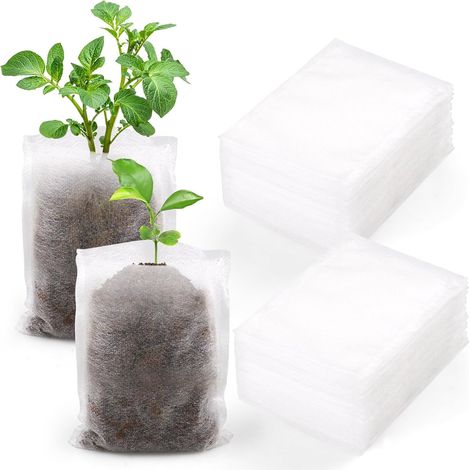 Lot de 200 sacs de culture biodégradables en tissu non tissé pour semis, plantes, légumes, fleurs et arbres fruitiers (7 x 9 cm). (1/5)