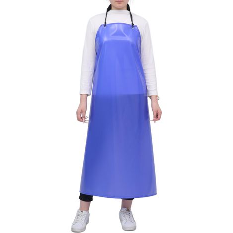 Tablier en vinyle résistant aux produits chimiques Tablier en PVC imperméable extra large pour lave-vaisselle, toilettage des chiens, nettoyage des poissons, bleu, taille XL (1/5)
