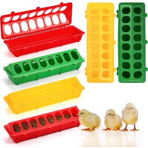 Lot de 6 Mangeoire Oiseau Plastique Couvercle 18 Trous Anti-Gaspillage Pour Poulet Pigeon Ferme (1/5)