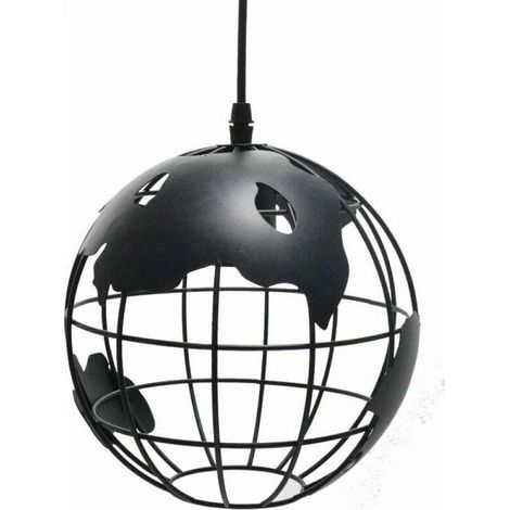 Suspension sphérique de style industriel rétro, plafonnier sphérique en métal, 20 cm de diamètre – noir