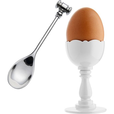 Alessi MW14SET W Dressed Portauovo, Acciaio Inossidabile 18/10/Resina Termoplastica, Bianco, Set da 2 Pezzi (1/3)