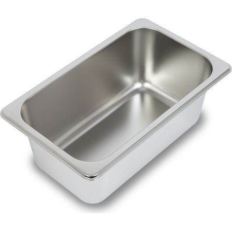 VERTES Contenitore Gastronorm GN 1/4 Acciaio Inossidabile (Profondità 100mm, Igienico, Resistente ai graffi, Resistente alle temperature da -40° a +300°C, per Bain Marie e uso Multiuso in Gastronomia)