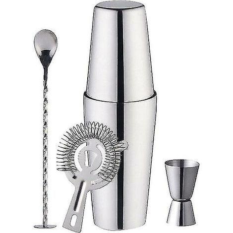 Set profesional de coctelería de 5 piezas: coctelera Boston de acero inoxidable, ideal para aficionados y profesionales.