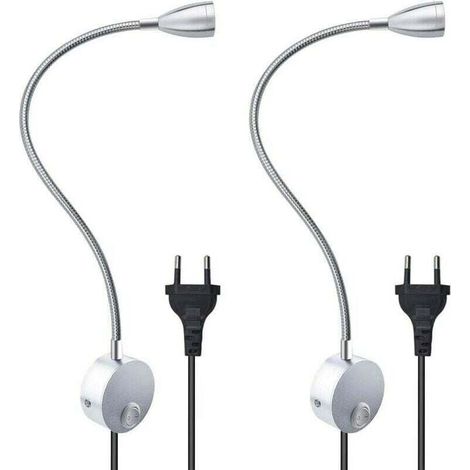 Lampe De Lecture Murale Flexible 3 W Avec Prise Européenne Et Interrupteur, Appliques Murales Pour Lire, Livres, Tête De Lit, Chambre À Coucher (2 Unités, Lumière Chaude)