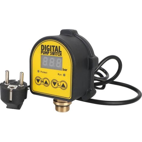 Chigoods,Automatische Wasserpumpe Druckschalter einstellbarer elektronischer intelligenter Druckregler für Wasserdruckerhöhungspumpe, Luftpumpe, Wasserölkompressor,Digital, LS-15, 1/4, 0-10 bar