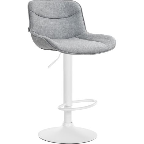 Sgabello da bar x1 girevole forma ergonomica cuciture decorative in tessuto grigio struttura in metallo bianco 100005844