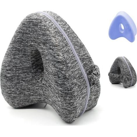 Oreiller orthopédique en mousse à mémoire de forme pour dormir avec coussin de soutien pour les jambes - Gris (1/4)