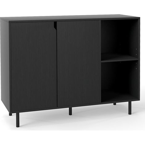 Black Wooden Sideboard with Adjustable Shelves & Doors (1/5)