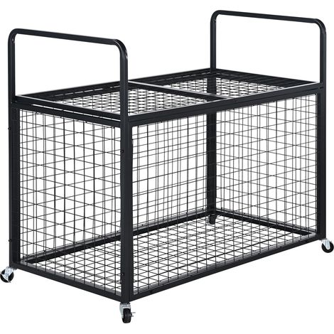 Chariot de rangement pour ballons, cage verrouillable à double couvercle, organiseur d'équipements sportifs, acier, pour intérieur/extérieur, garage, gymnase, école. (1/5)