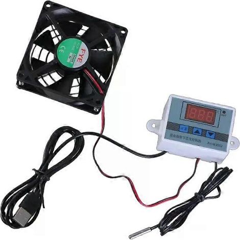 Ventilateur silencieux USB pour meubles audio-vidéo avec thermostat 0-40°C, alimentation 5V 1A, câble USB de 110 cm. (1/4)