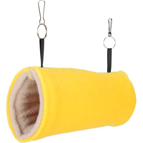 Hamac pour hamster, tunnel en peluche chaude, cage, lit suspendu pour petits animaux et oiseaux de compagnie, jaune (1/5)