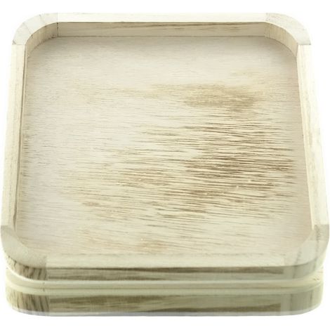 GASPER Teller Natur quadratisch 24,5 cm aus Paulownia Holz (1/2)