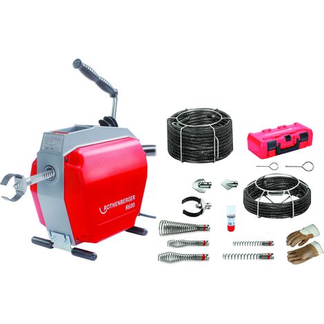 Rothenberger – Déboucheur de canalisation électrique 230V – Longueur de travail 0-60m – Spirales 8-22mm – Pour canalisations jusqu'à 150mm – 72675