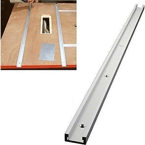 Riel de sujeción AIDUCHO T-Tracks de 400 mm, plantilla para ingletes T-Track, ranura de fijación de aluminio con tornillos autorroscantes para sierra de mesa, fresadora y herramientas de carpintería. (1/5)