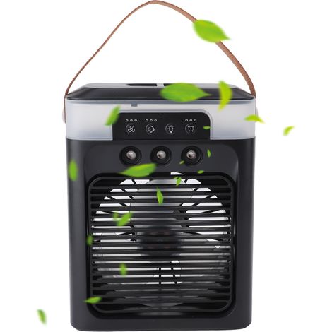 Tragbarer Nebelventilator mit 400-ml-Wassertank, USB-Anschluss, geeignet für ätherische Öle und Aromatherapie, für Büro und Schlafzimmer, Schwarz