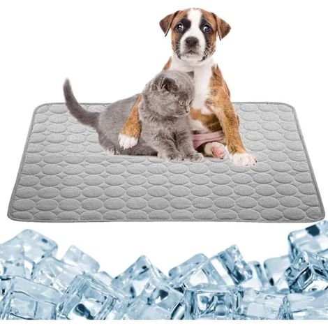Tapis rafraîchissant pour chiens et chats, tapis rafraîchissant pour animaux de compagnie, coussin rafraîchissant, tapis rafraîchissant pour chats et petits chiens - auto-rafraîchissant, bleu/gris 40 (1/5)