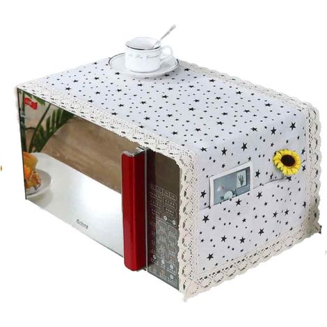 1 Housse four micro-ondes, coton lin résistant huile, poches rangement latérales, protection anti-poussière, cuisine (1/5)