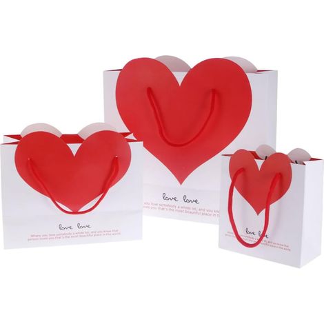 3 pièces Herzförmige Geschenktüten aus Papier Tragbares