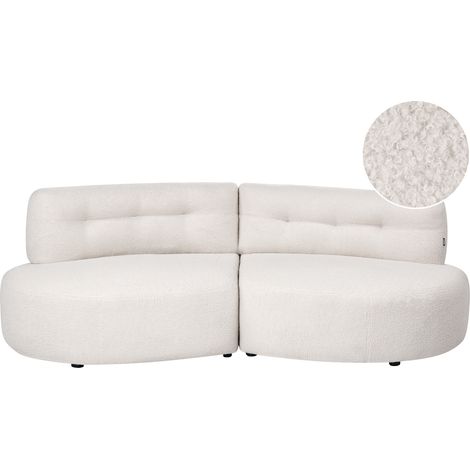 Sofá de 3 plazas tapizado de bouclé sin reposabrazos líneas curvas moderno blanco crema Laerdal