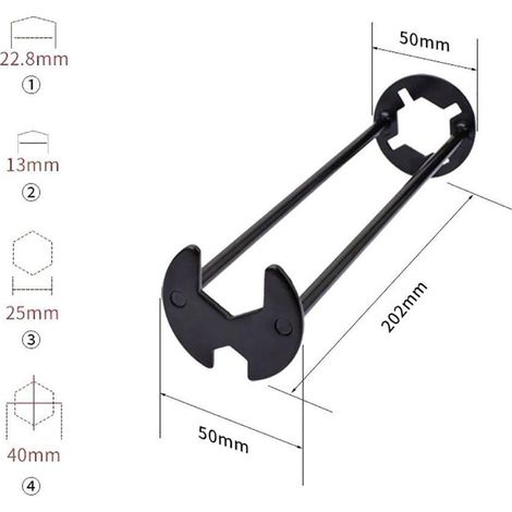 Clé À Molette Pour Robinet - Clé Multifonction Pour Raccords De Tuyau D'eau - Pour Lavabo Et Robinetterie - 20,2 Cm - 1 Pièce (1/5)