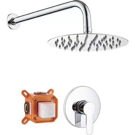 Cross-border all-copper concealed hot and cold shower head embedded in the wall with pre-embedded box, hotel shower head set - electroplated side bar, 8-inch overhead shower head with one setting.