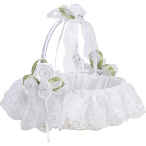 Panier de Fleurs de Mariage, Beau Panier avec Poignée pour la Décoration de la Maison Fournitures de Fête de Mariage (220409TW-1) (1/5)