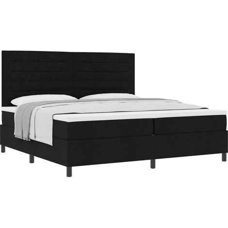 Maison Exclusive - Lit Ă ressorts avec matelas Noir 200 x 200 cm tissu (1/5)