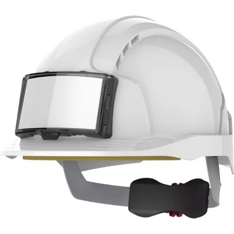 Casque léger de chantier ventilé avec porte-badge et porte-lampe EVOLITE JSP SAFETY Blanc Unique.