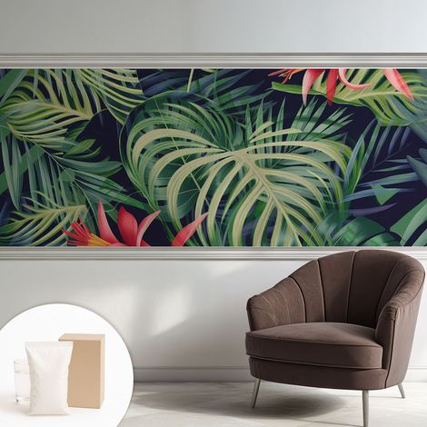 Papier peint intissé pour salon chambre à coucher peint imprimé Installation facile - Colle incluse gratuite Plantes exotiques 250x104 cm (1/5)