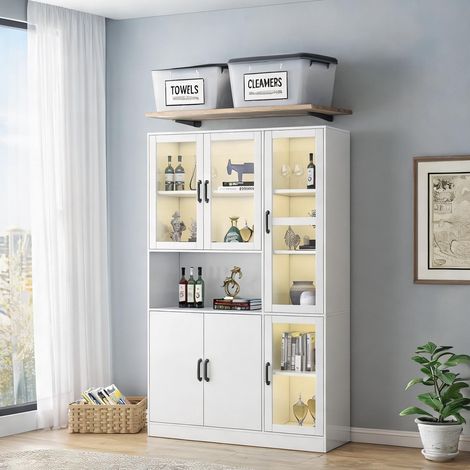 Vitrine bibliothèque avec éclairage LED 120 x 40 x 200 cm blanc (1/5)