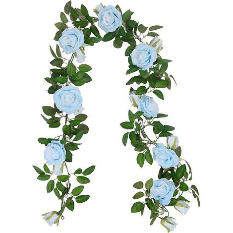Couronne de roses artificielles, longueur totale de 32,5 pieds, pot de fleurs suspendu en soie, convient à la décoration intérieure et extérieure. (1/5)