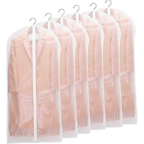 Transparente Kleidersäcke, [6 Stück], mit Reißverschluss – Weiß – 60 x 140 cm (1/5)