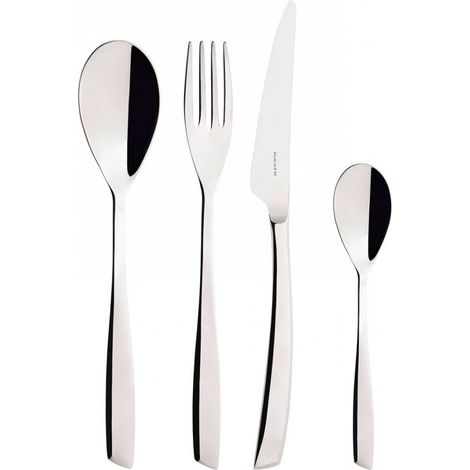 Set posate 24 pezzi in astuccio di legno Riviera Acciaio Lucido Bugatti