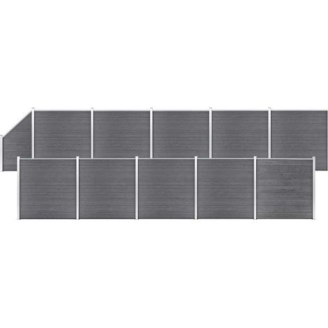 Ensemble de clôture WPC 10 Carré + 1 Incliné 1830x186 cm Gris (1/5)
