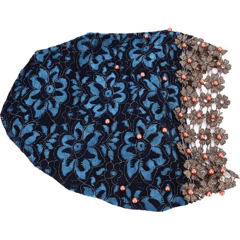 Turban tendance, unique, lumineux et confortable, orné de perles, chapeau pour femme musulmane, cadeau et décoration, bleu paon (1/5)