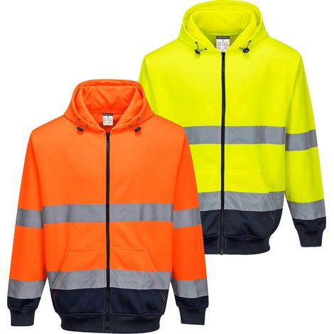 Felpa Ad Alta Visibilità con Zip Portwest B317 Arancio 3XL