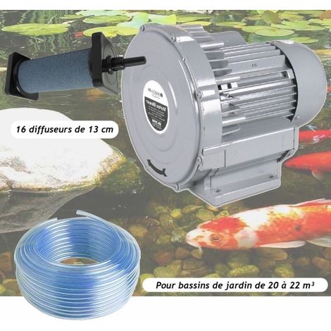 Kit Pompe à Air Vortex Turbine 18000 l/h + 16 Diffuseurs 13 cm De Long Pour Bassins De Jardin (1/5)