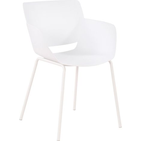 Silla para interior o exterior de plástico blanco con estructura de acero con recubrimiento en polvo 100007121 (1/5)