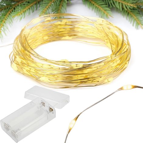 10 lampade a LED, luci a filo sottile, alimentate a batteria, luce bianca calda (1/5)